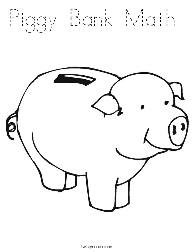 Piggy Bank Math  Coloring Page
