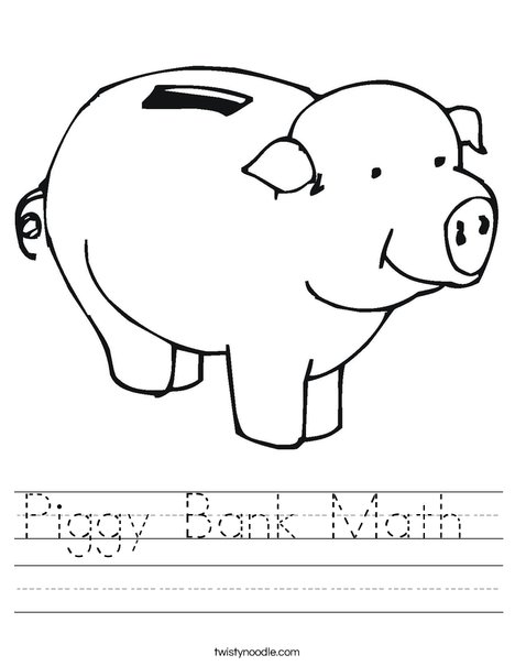 Piggy Bank Math Worksheet - Twisty Noodle