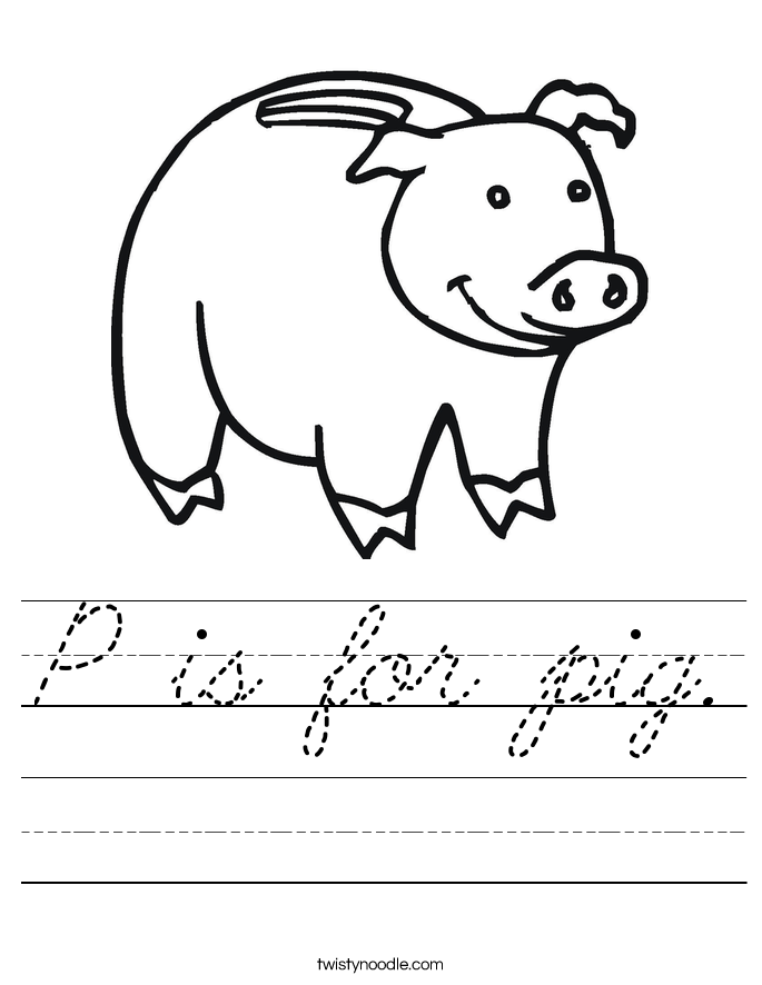 P is for pig. Worksheet