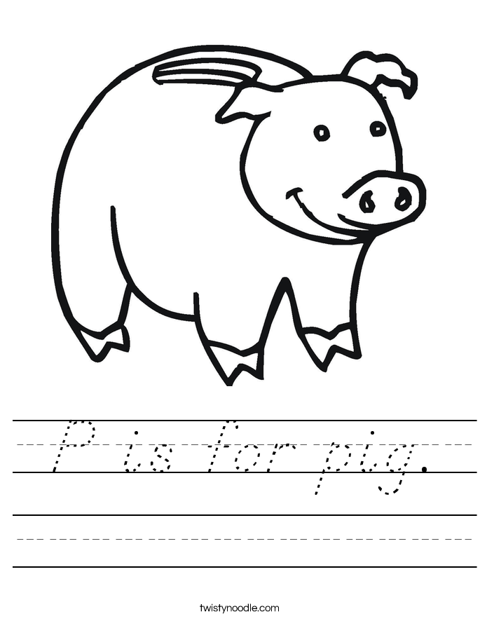 P is for pig. Worksheet