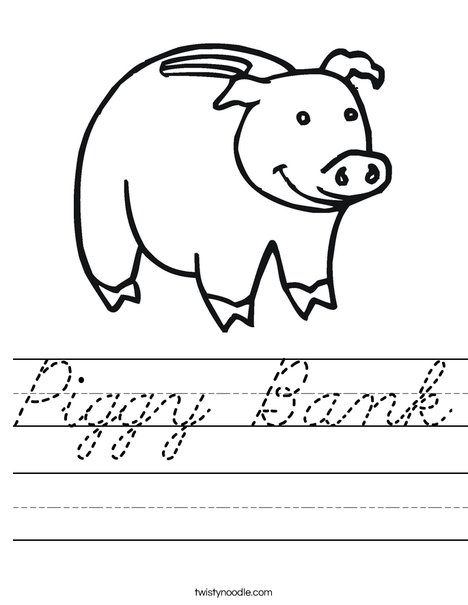 Piggy Bank Worksheet