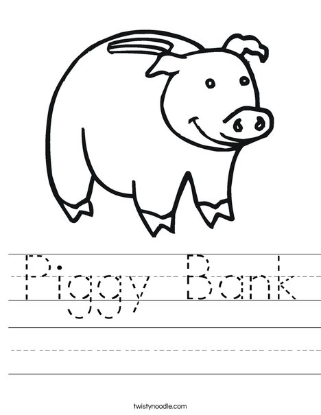 Piggy Bank Worksheet - Twisty Noodle