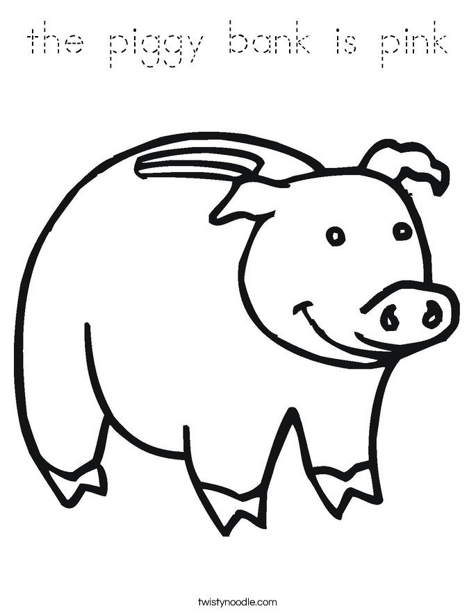 the piggy bank is pink Coloring Page