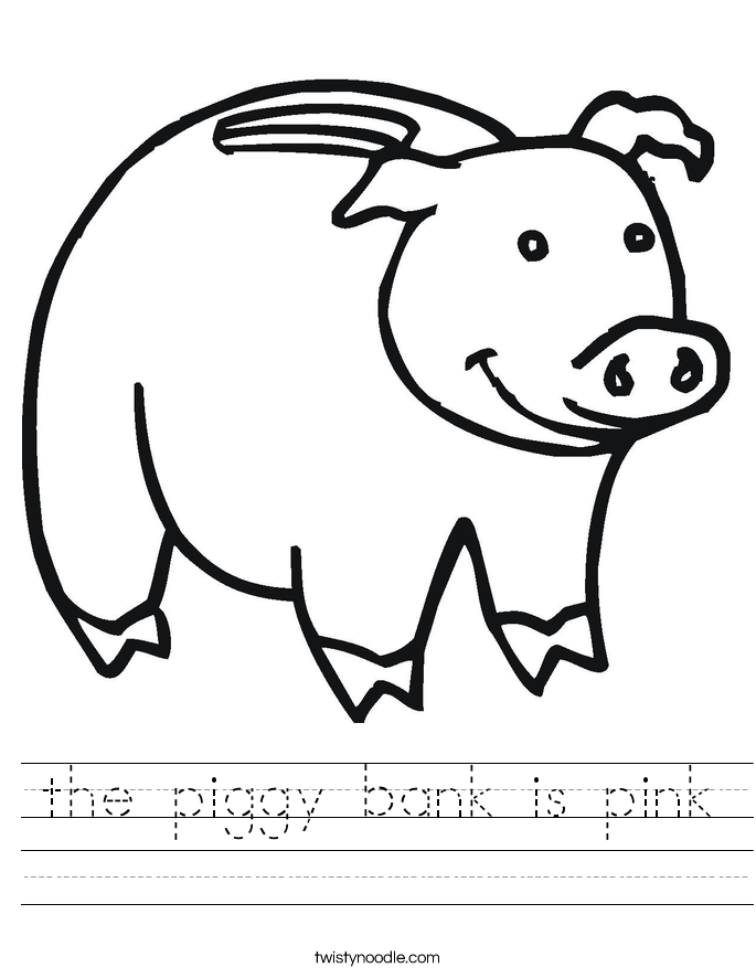 the piggy bank is pink Worksheet