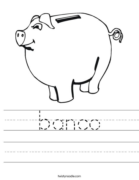 Child's Piggy Bank Worksheet