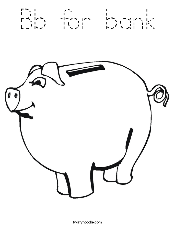 Bb for bank Coloring Page