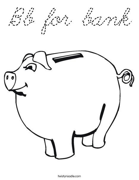 Child's Piggy Bank Coloring Page