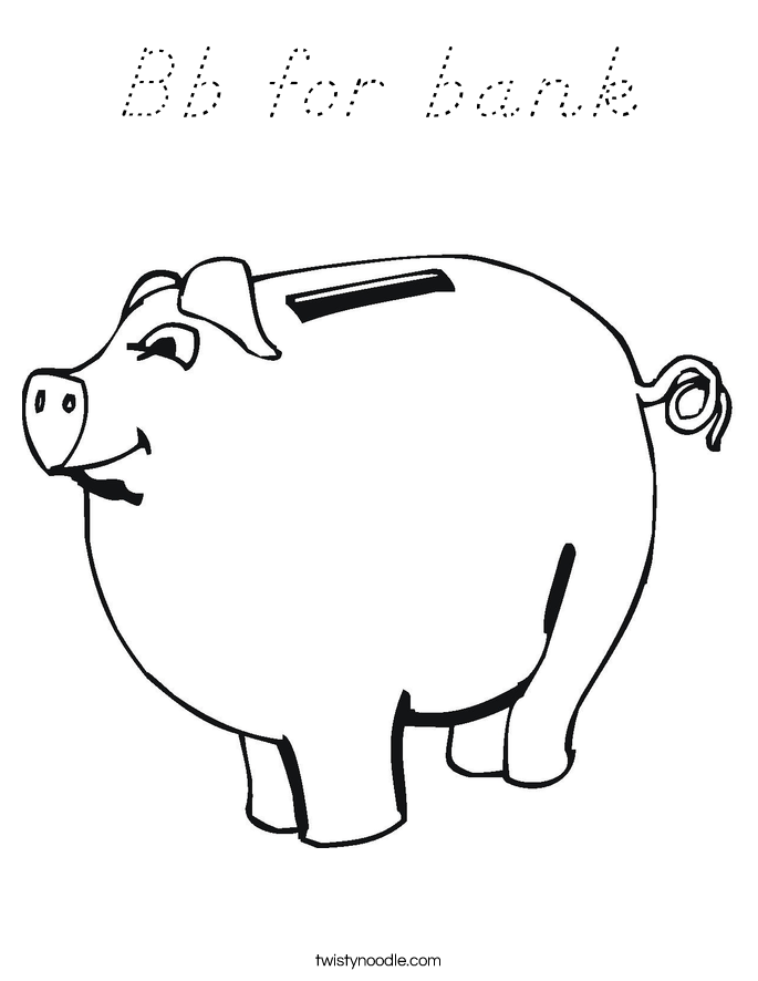 Bb for bank Coloring Page
