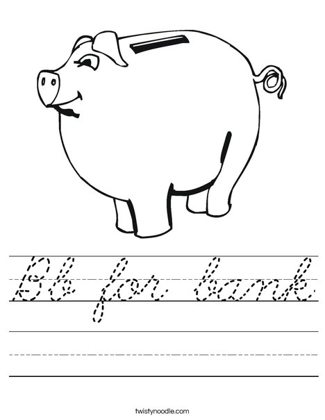 Child's Piggy Bank Worksheet