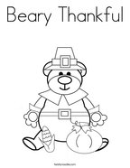 Beary Thankful Coloring Page