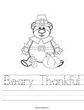 Beary Thankful Worksheet