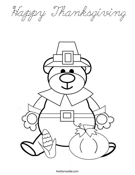 Pilgrim Bear Coloring Page