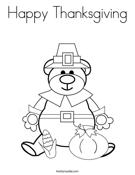 Pilgrim Bear Coloring Page