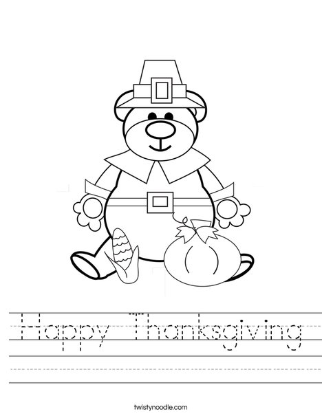 Pilgrim Bear Worksheet