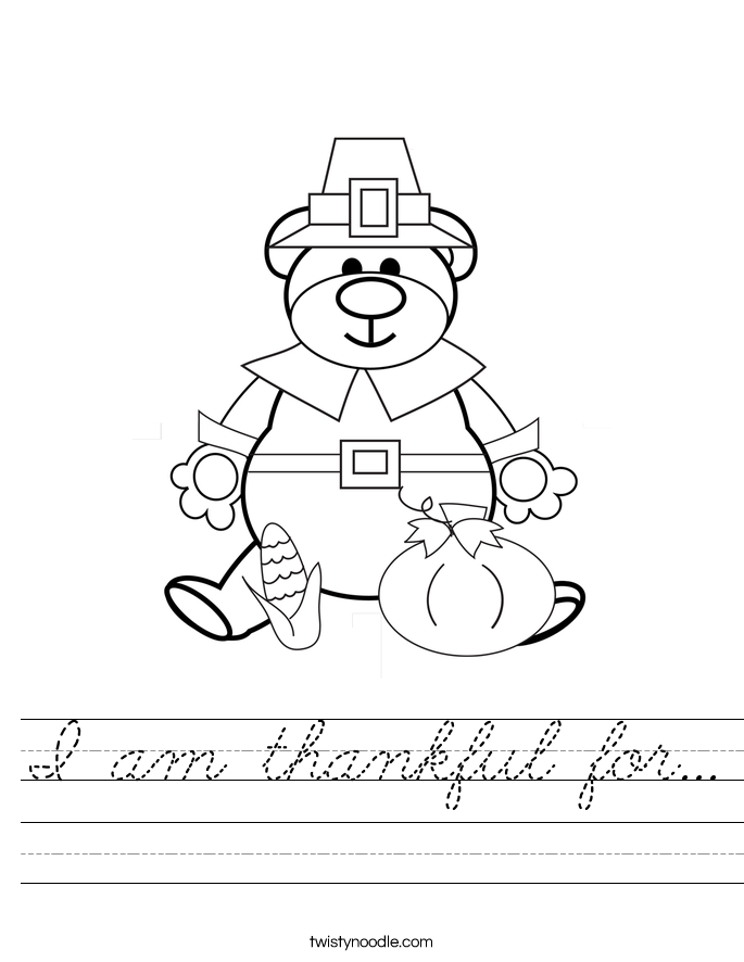 I am thankful for... Worksheet