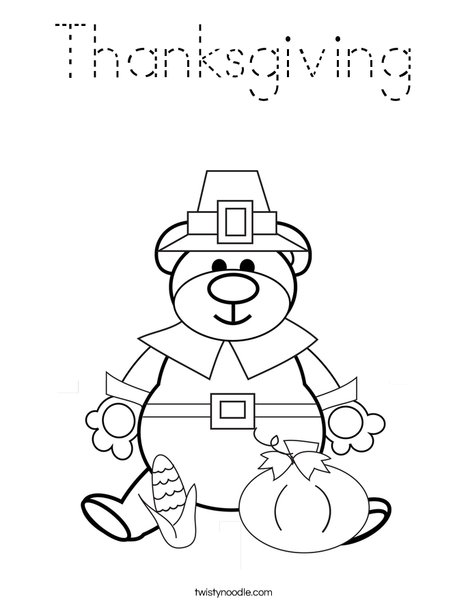 Pilgrim Bear Coloring Page