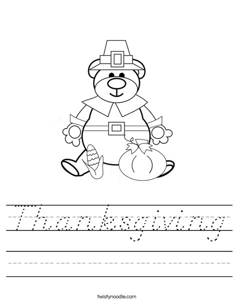 Pilgrim Bear Worksheet