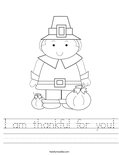 I am thankful for you! Worksheet