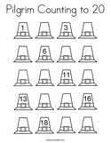 Pilgrim Counting to 20 Coloring Page
