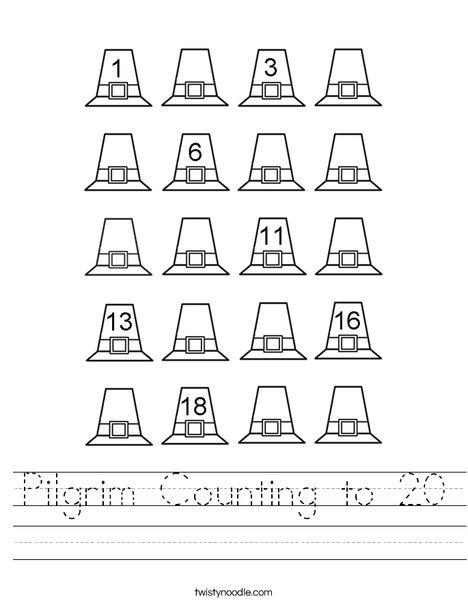 Pilgrim Counting to 20 Worksheet