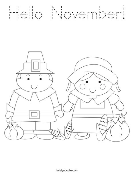 Pilgrim Couple Coloring Page