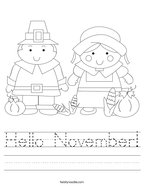 Hello November Handwriting Sheet