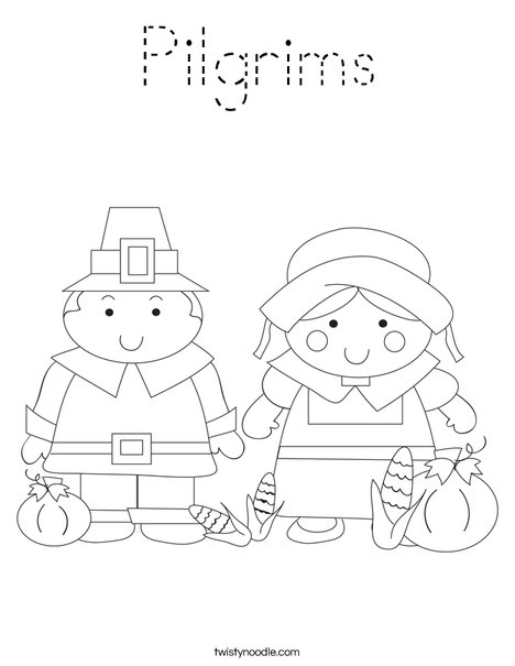 Pilgrim Couple Coloring Page