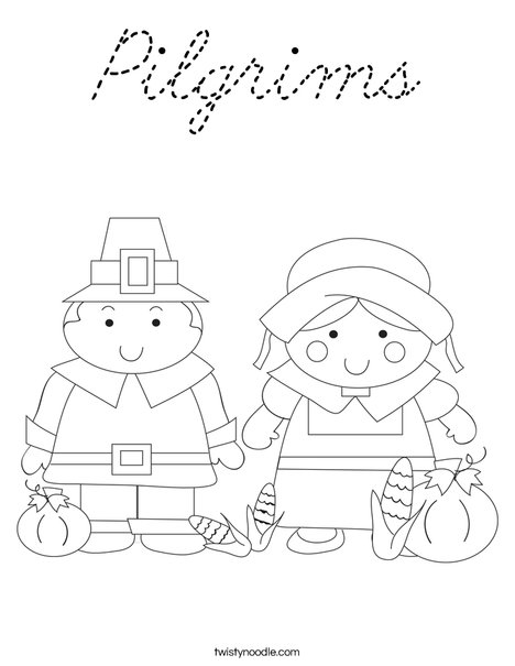 Pilgrim Couple Coloring Page