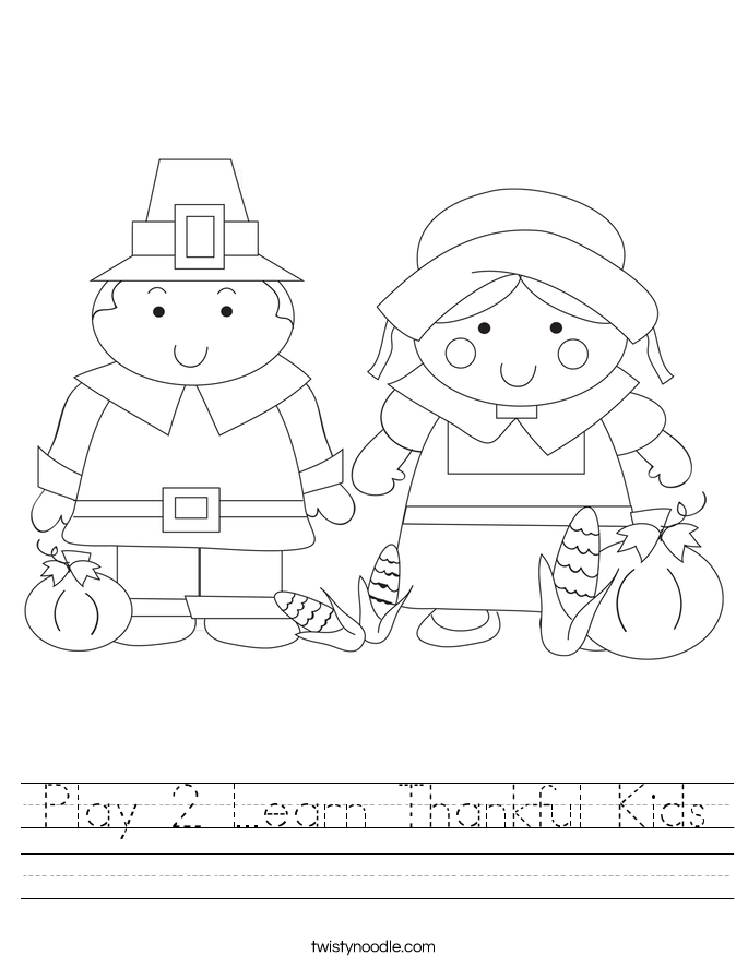 Play 2 Learn Thankful Kids Worksheet