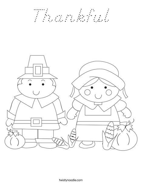 Pilgrim Couple Coloring Page