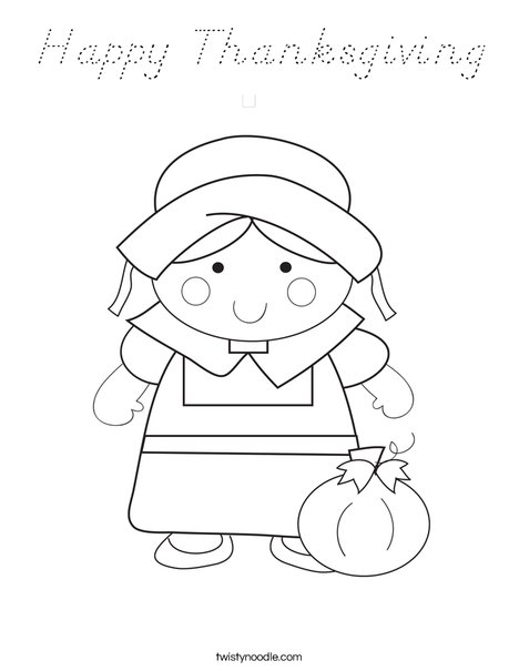 Pilgrim Girl Coloring Page