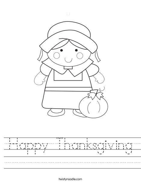 Pilgrim Girl Worksheet