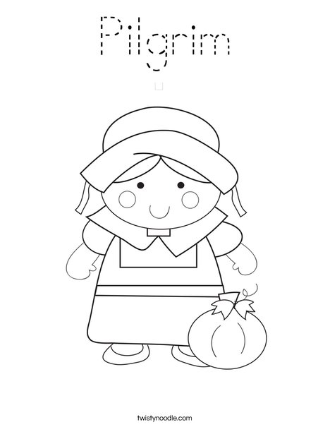 Pilgrim Girl Coloring Page