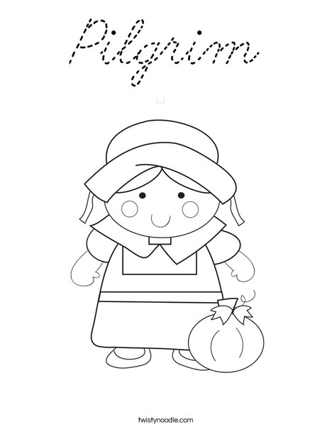 Pilgrim Girl Coloring Page