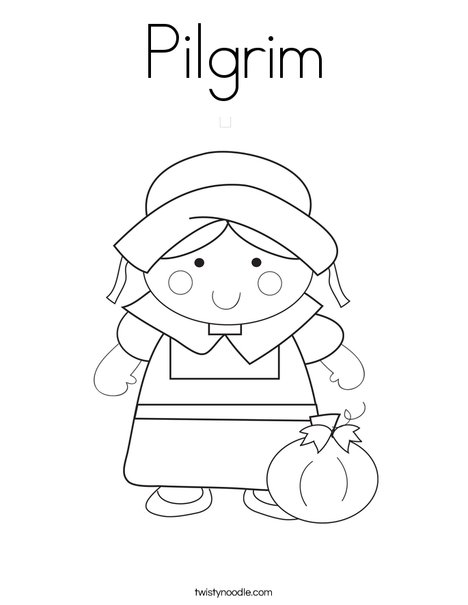 Pilgrim Girl Coloring Page