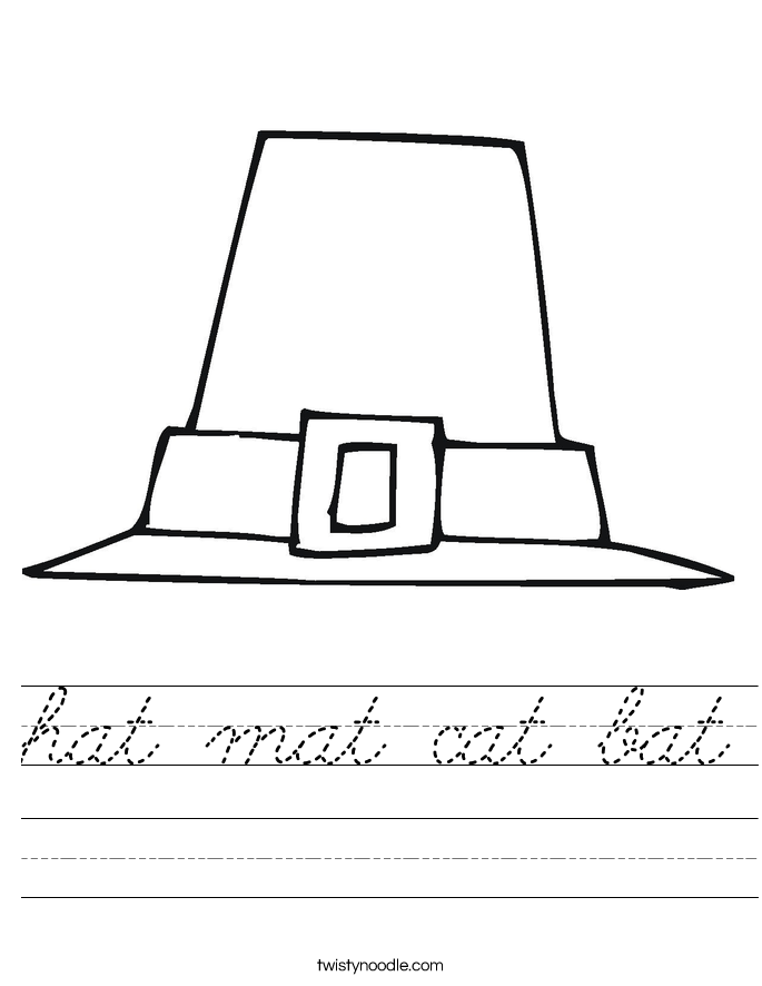 hat mat cat bat Worksheet