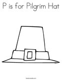 P is for Pilgrim Hat Coloring Page