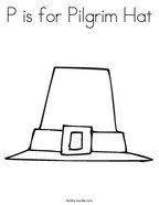 P is for Pilgrim Hat Coloring Page