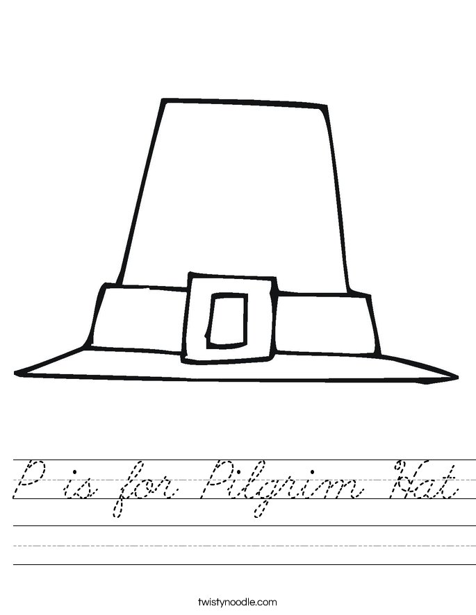 P is for Pilgrim Hat Worksheet
