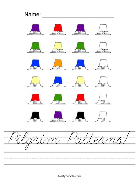 Pilgrim Patterns Worksheet