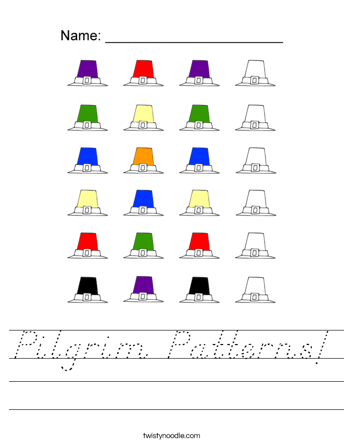 Pilgrim Patterns! Worksheet