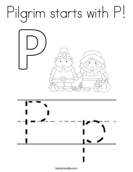 Pilgrim starts with P! Coloring Page