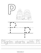 Pilgrim starts with P Handwriting Sheet
