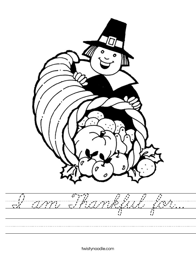 I am Thankful for... Worksheet
