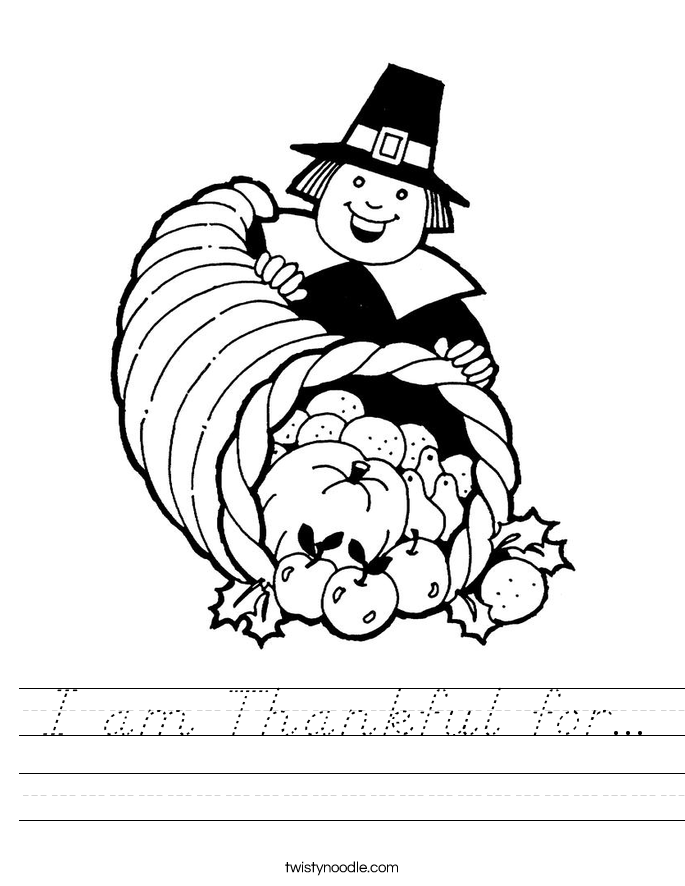 I am Thankful for... Worksheet