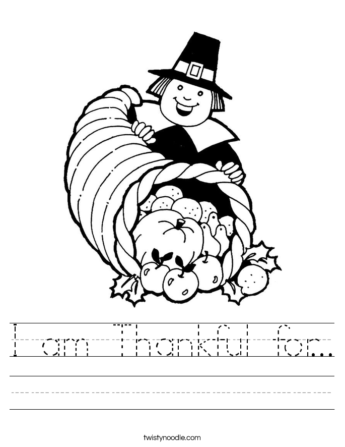 I am Thankful for... Worksheet