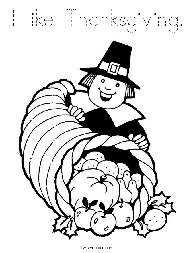 I like Thanksgiving. Coloring Page