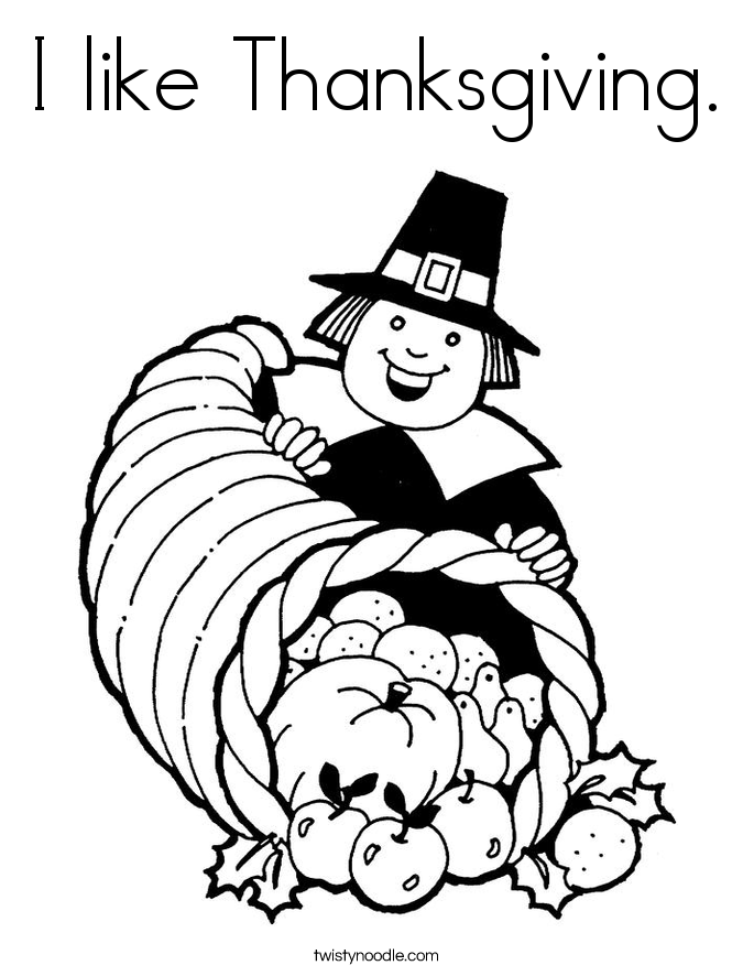 I like Thanksgiving. Coloring Page
