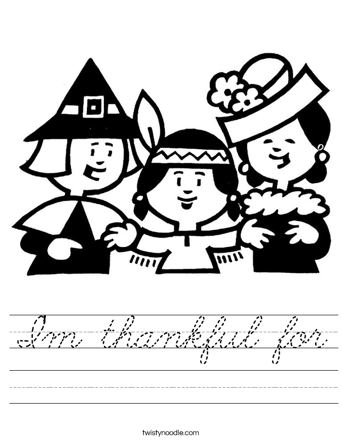 I'm thankful for Worksheet