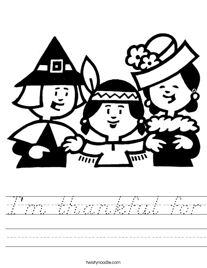 I'm thankful for Worksheet